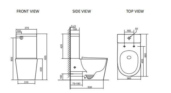 RADIANT TOILET SUITE SLIM SEAT MATT BLACK