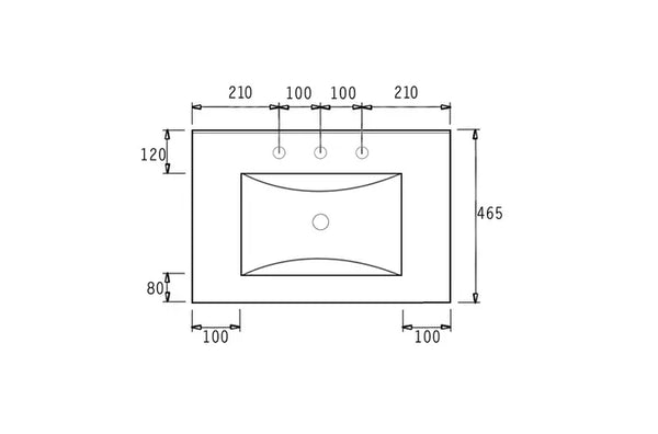 SLIM CERAMIC VANITY TOP 3 TAP HOLES