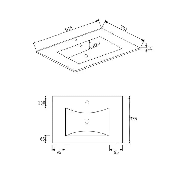 CERAMIC VANITY TOP 600X370X170MM FIL Kitchen Bathroom
