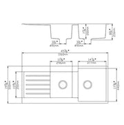 KITCHEN SINK QUARTZ DOUBLE BOWL MATTE BLACK 1160mm POSEIDON