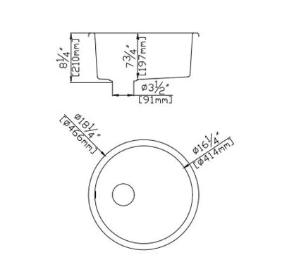 KITCHEN SINK QUARTZ UNDERMOUNT MATTE BLACK 466mm