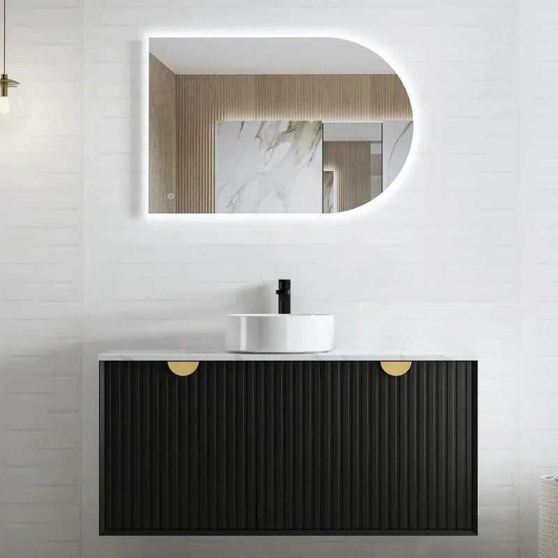 MATTE BLACK MARLO 1200MM WALL HUNG VANITY FIL Kitchen Bathroom