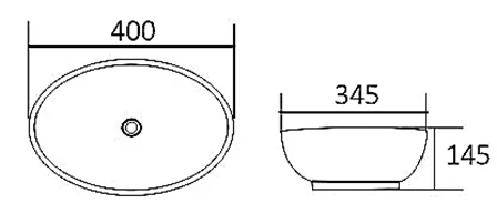 BASIN OVAL 400X345X145 GLOSS WHITE