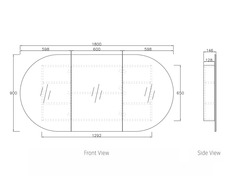 BONDI 1800X900 SHAVING CABINET NATURAL OAK FIL Kitchen Bathroom