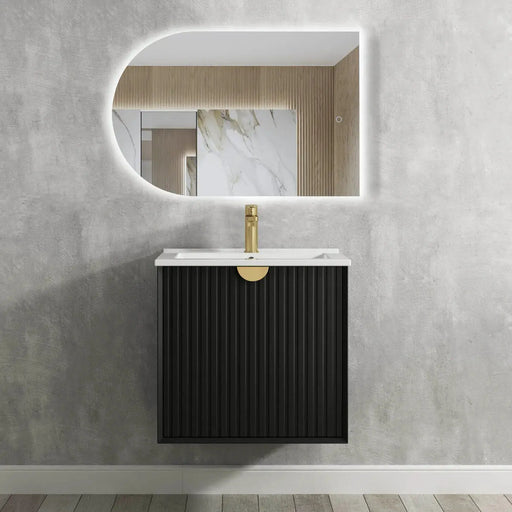 MATTE BLACK MARLO 600MM WALL HUNG VANITY FIL Kitchen Bathroom