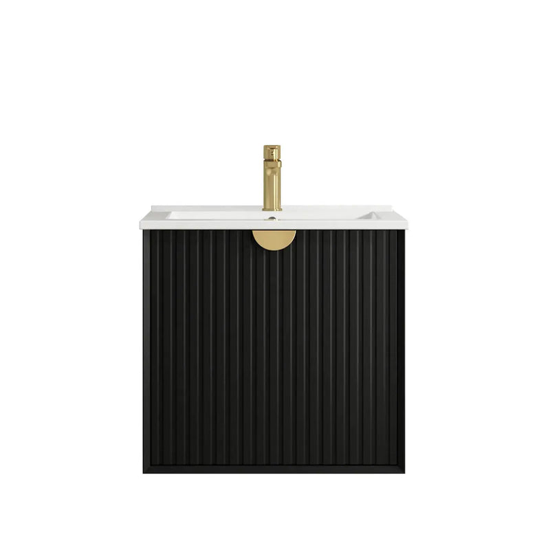 MATTE BLACK MARLO 600MM WALL HUNG VANITY FIL Kitchen Bathroom