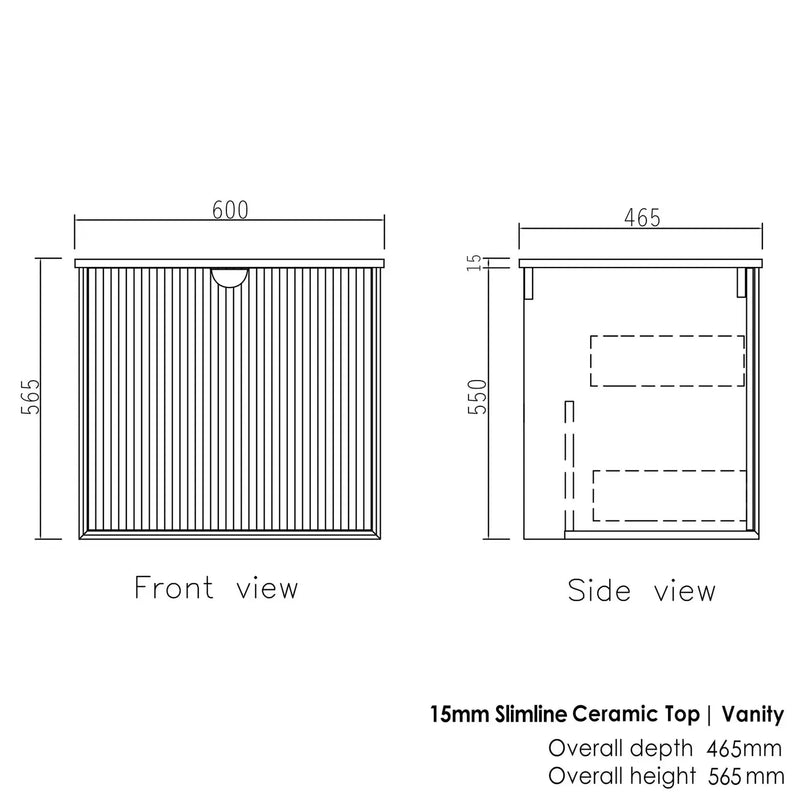 MATTE BLACK MARLO 600MM WALL HUNG VANITY FIL Kitchen Bathroom