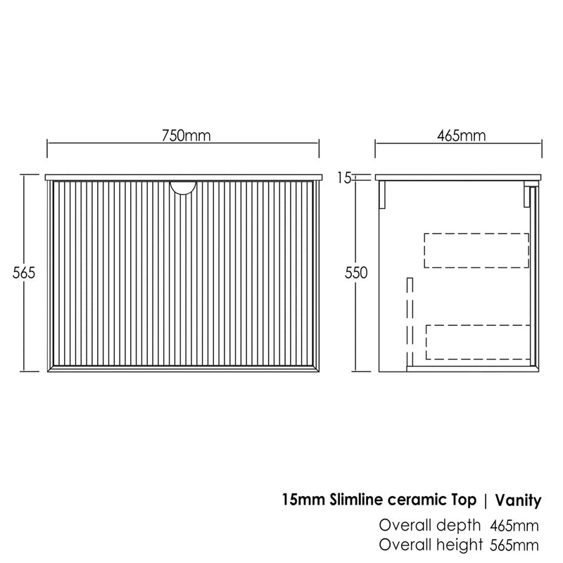 MATTE BLACK MARLO 750MM WALL HUNG VANITY FIL Kitchen Bathroom