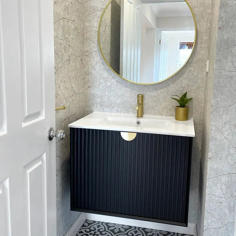 MATTE BLACK MARLO 750MM WALL HUNG VANITY FIL Kitchen Bathroom