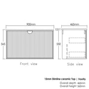 MATTE BLACK MARLO 900MM WALL HUNG VANITY FIL Kitchen Bathroom