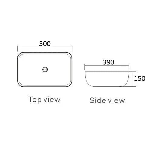 BASIN SQUARE 500X390X150 GLOSS WHITE/BLACK & WHITE FIL Kitchen Bathroom