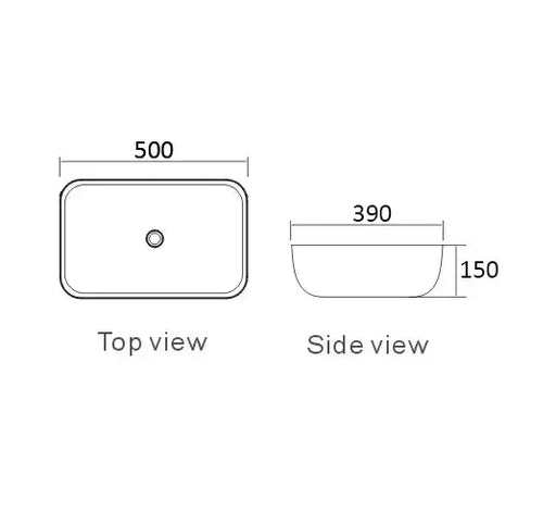 BASIN SQUARE 500X390X150 GLOSS WHITE/BLACK & WHITE FIL Kitchen Bathroom