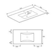 SlimLine Ceramic Top  Single Bowl with Overflow 600mm/750mm/900mm/1200mm - FIL Kitchen Bathroom