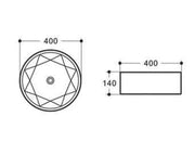 STARZ BASIN ROUND 400X400X140 BLACK/GOLD FIL Kitchen Bathroom