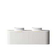 BONDI SATIN WHITE FLUTED 1500X460 CURVE VANITY FIL Kitchen Bathroom