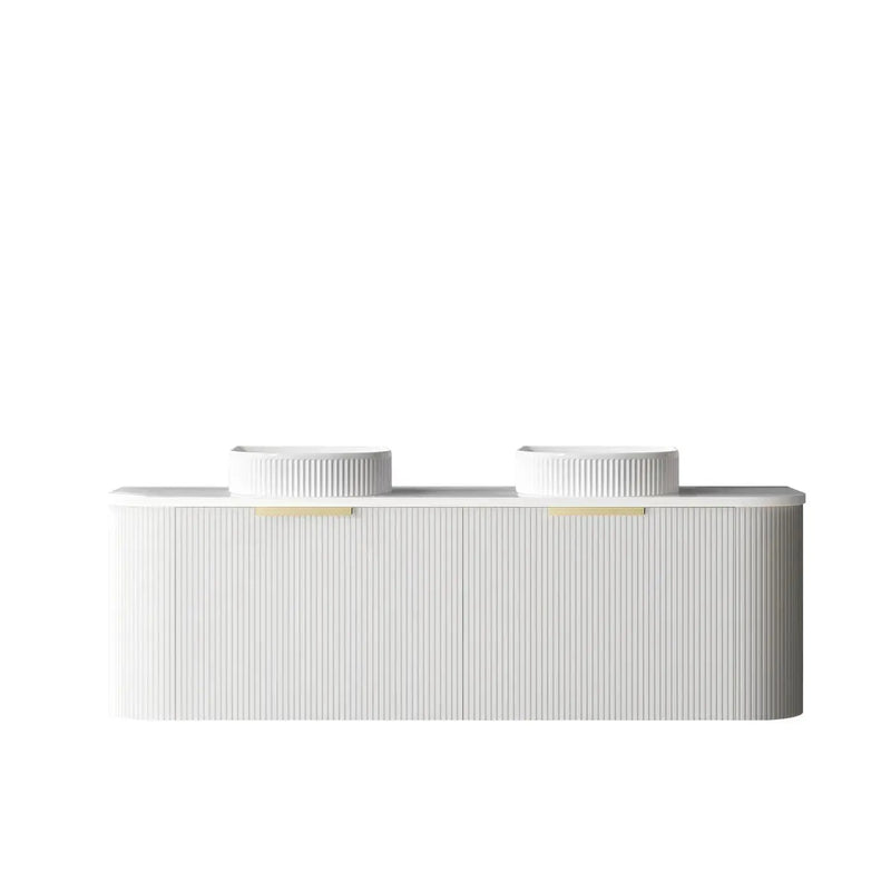 BONDI SATIN WHITE FLUTED 1500X460 CURVE VANITY FIL Kitchen Bathroom