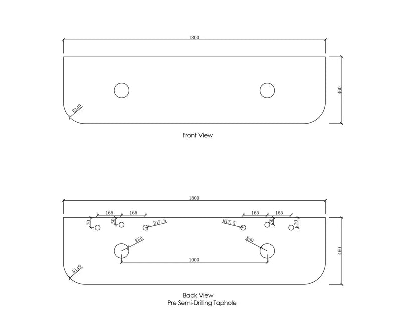 BONDI BLACK OAK 1800X460 CURVE VANITY FIL Kitchen Bathroom