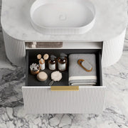 BONDI SATIN WHITE FLUTED 1200X460 CURVE VANITY FIL Kitchen Bathroom