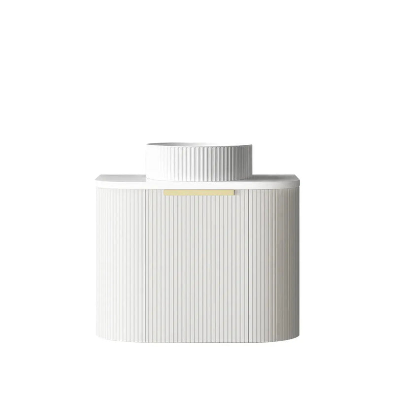 BONDI SATIN WHITE FLUTED 600X460 CURVE VANITY FIL Kitchen Bathroom