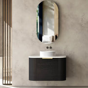 BONDI BLACK OAK 750X460 CURVE VANITY FIL Kitchen Bathroom
