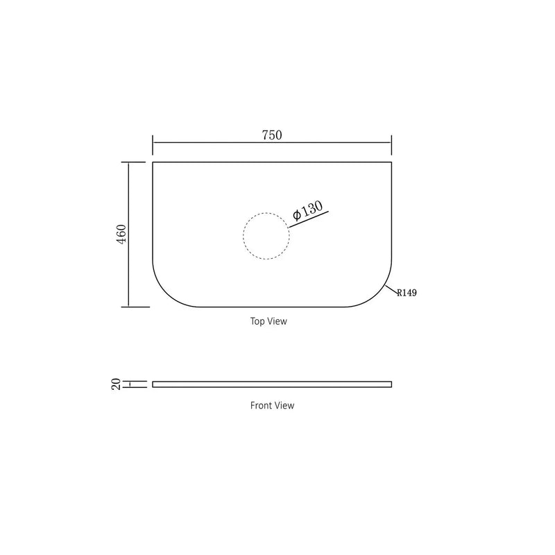 BONDI BLACK OAK 750X460 CURVE VANITY FIL Kitchen Bathroom