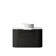 BONDI BLACK OAK 750X460 CURVE VANITY FIL Kitchen Bathroom