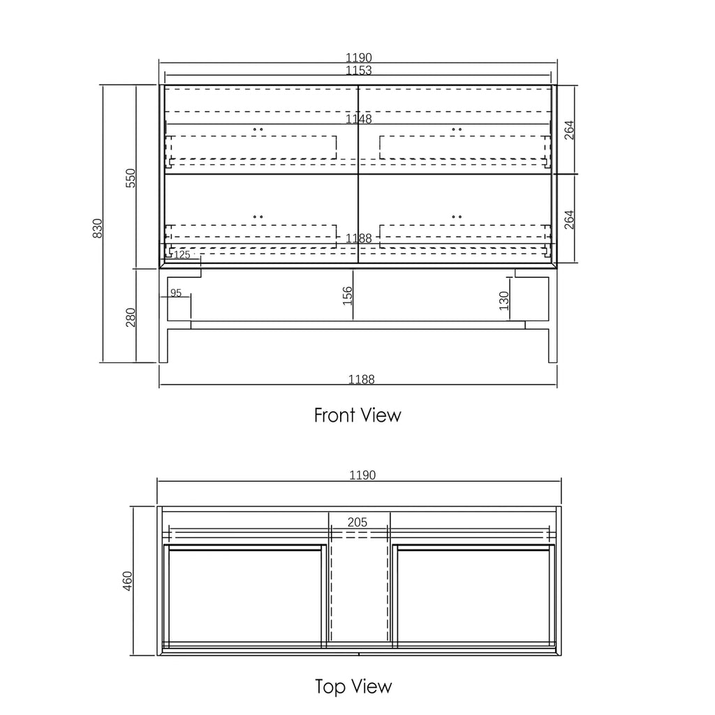 LIGHT GREY BOSTON 1200MM WALL HUNG VANITY