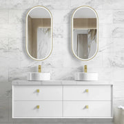 SATIN WHITE BOSTON 1500MM WALL HUNG DOUBLE BASIN VANITY FIL Kitchen Bathroom