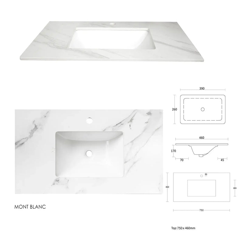 SATIN WHITE BOSTON 750MM WALL HUNG VANITY FIL Kitchen Bathroom