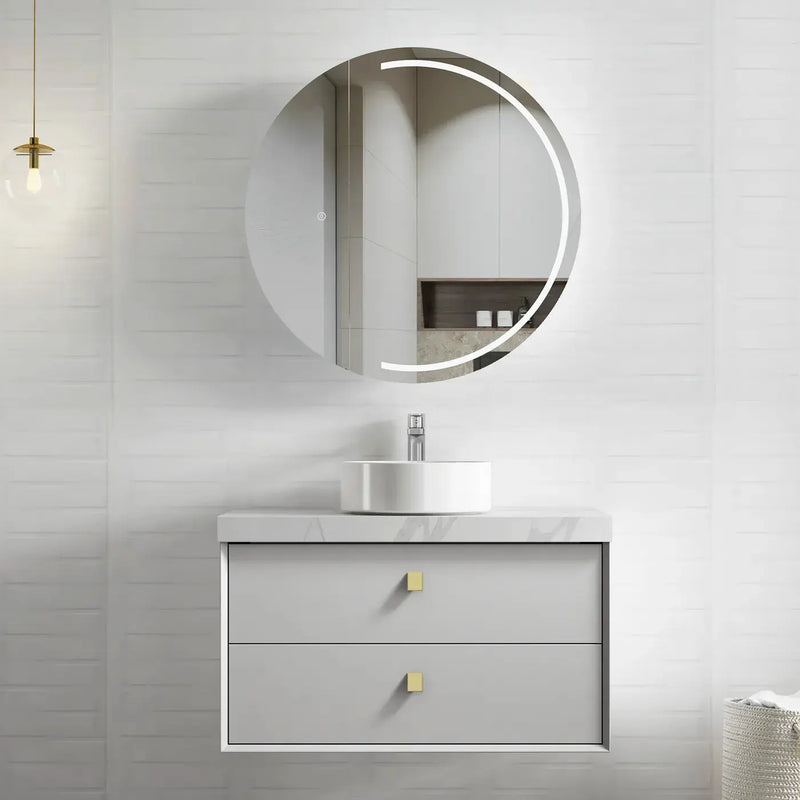LIGHT GREY BOSTON 900MM WALL HUNG VANITY FIL Kitchen Bathroom