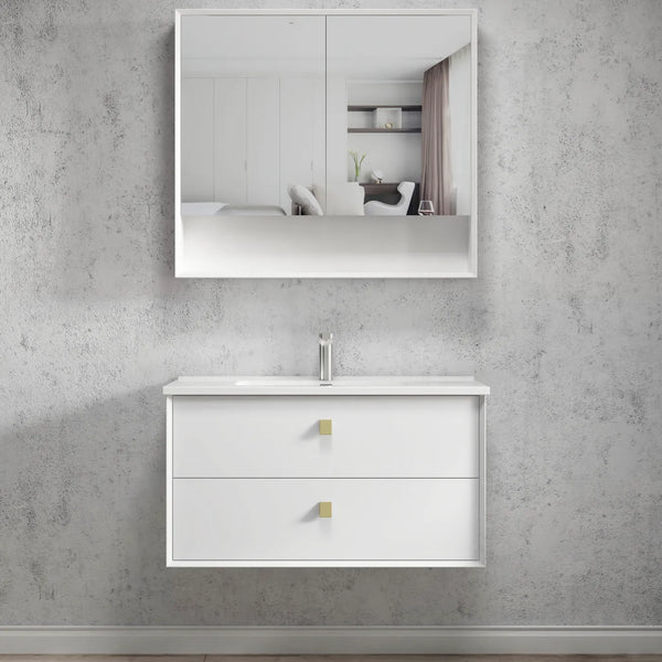 SATIN WHITE BOSTON 900MM WALL HUNG VANITY