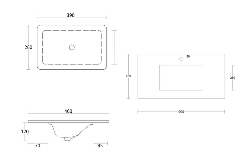 SATIN WHITE BOSTON 900MM WALL HUNG VANITY FIL Kitchen Bathroom
