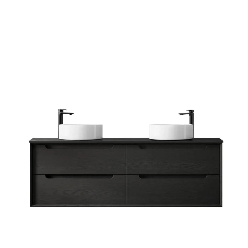 BLACK OAK BYRON 1500MM DOUBLE BASIN WALL HUNG VANITY FIL Kitchen Bathroom