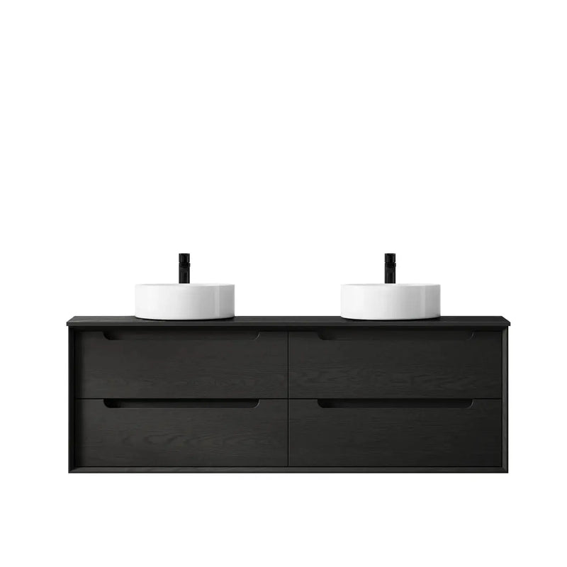 BLACK OAK BYRON 1500MM DOUBLE BASIN WALL HUNG VANITY FIL Kitchen Bathroom