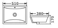 UNDER MOUNT BASIN SQUARE 510X380X170mm FIL Kitchen Bathroom
