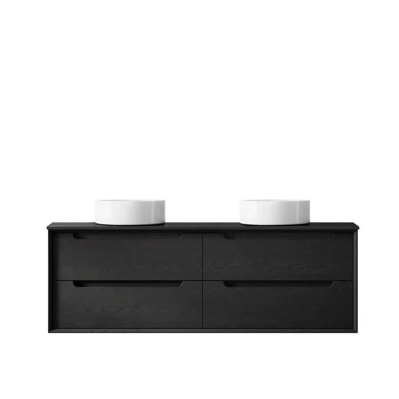 BLACK OAK BYRON 1500MM DOUBLE BASIN WALL HUNG VANITY FIL Kitchen Bathroom