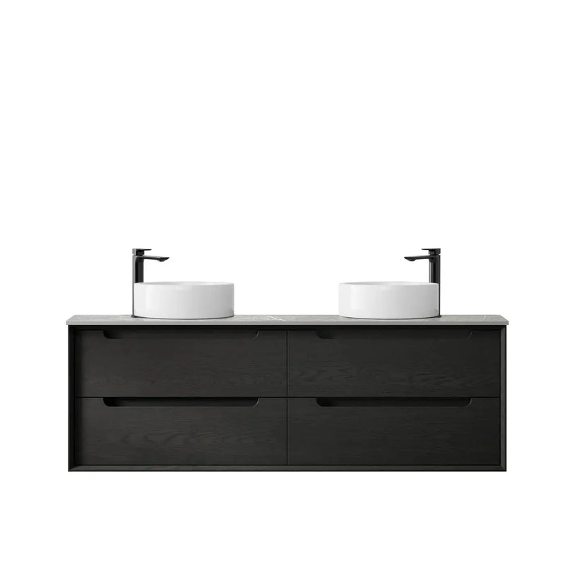 BLACK OAK BYRON 1500MM DOUBLE BASIN WALL HUNG VANITY FIL Kitchen Bathroom