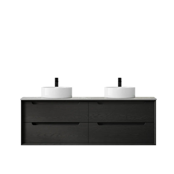 BLACK OAK BYRON 1500MM DOUBLE BASIN WALL HUNG VANITY