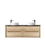 NATURAL OAK BYRON 1500MM DOUBLE BOWL WALL HUNG VANITY FIL Kitchen Bathroom