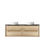 NATURAL OAK BYRON 1500MM DOUBLE BOWL WALL HUNG VANITY FIL Kitchen Bathroom