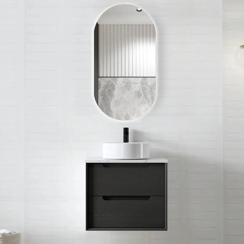 BLACK OAK BYRON 600MM WALL HUNG VANITY FIL Kitchen Bathroom