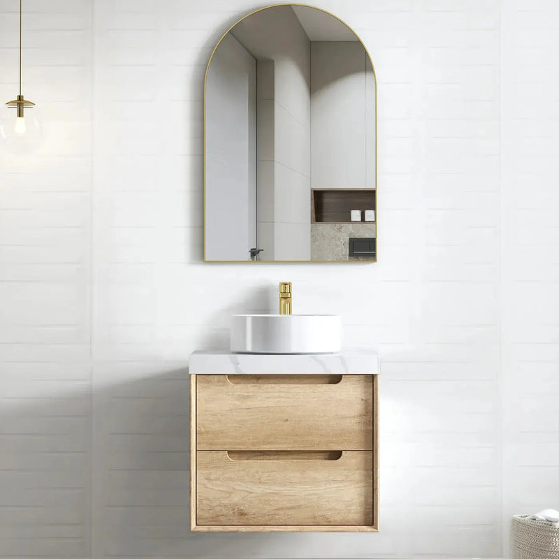 NATURAL OAK BYRON 600MM WALL HUNG VANITY FIL Kitchen Bathroom