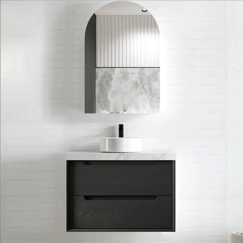 BLACK OAK BYRON 750MM WALL HUNG VANITY FIL Kitchen Bathroom