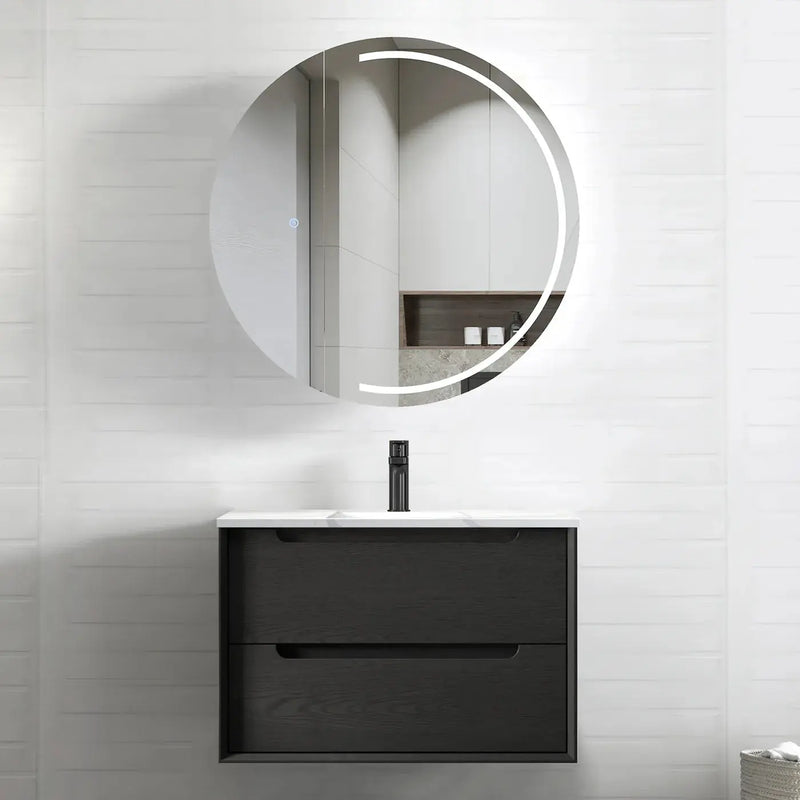 BLACK OAK BYRON 750MM WALL HUNG VANITY FIL Kitchen Bathroom