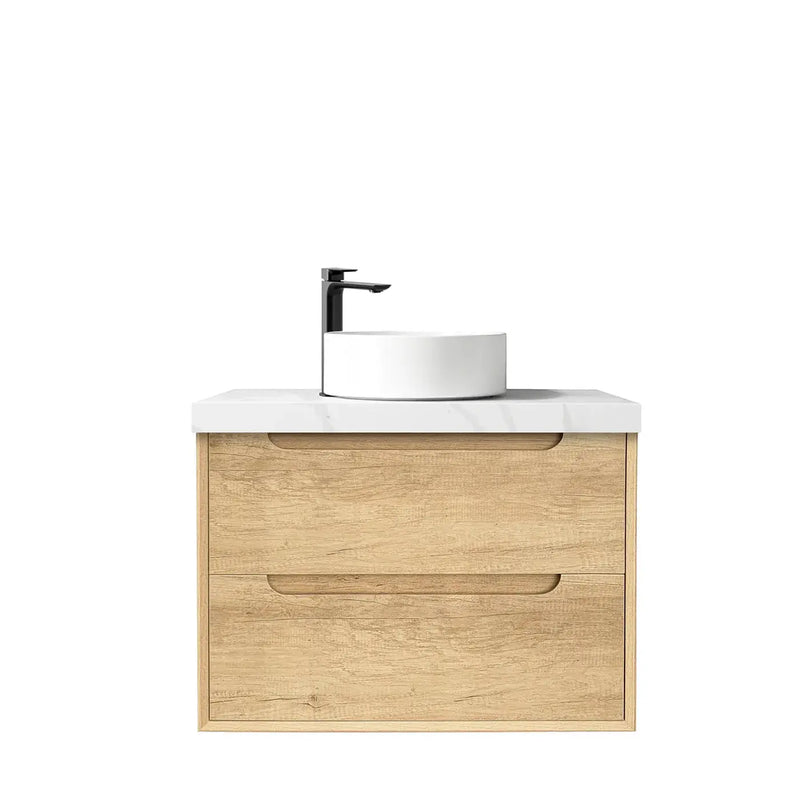NATURAL OAK BYRON 750MM WALL HUNG VANITY FIL Kitchen Bathroom