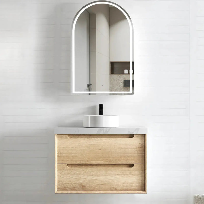 NATURAL OAK BYRON 750MM WALL HUNG VANITY FIL Kitchen Bathroom