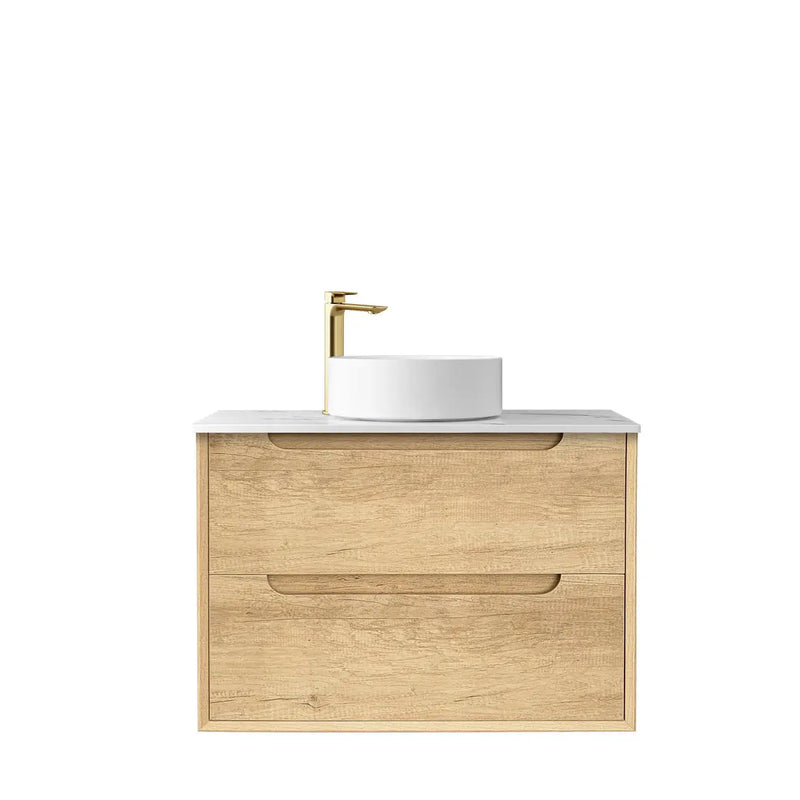 NATURAL OAK BYRON 750MM WALL HUNG VANITY FIL Kitchen Bathroom