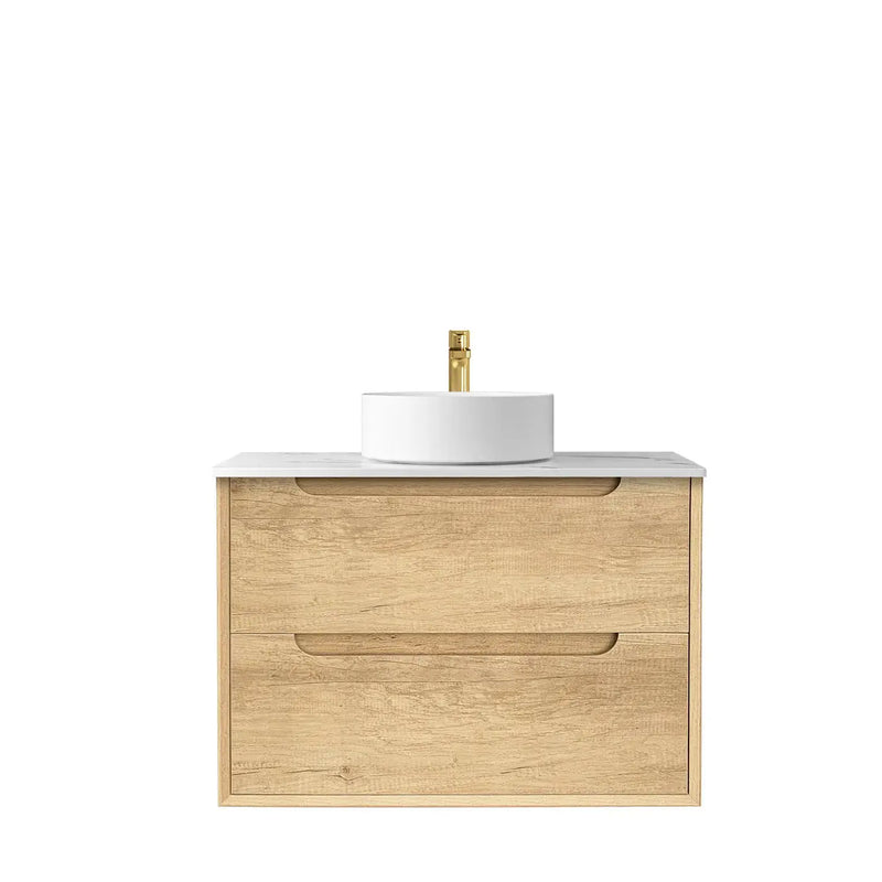NATURAL OAK BYRON 750MM WALL HUNG VANITY FIL Kitchen Bathroom