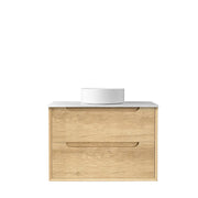 NATURAL OAK BYRON 750MM WALL HUNG VANITY FIL Kitchen Bathroom