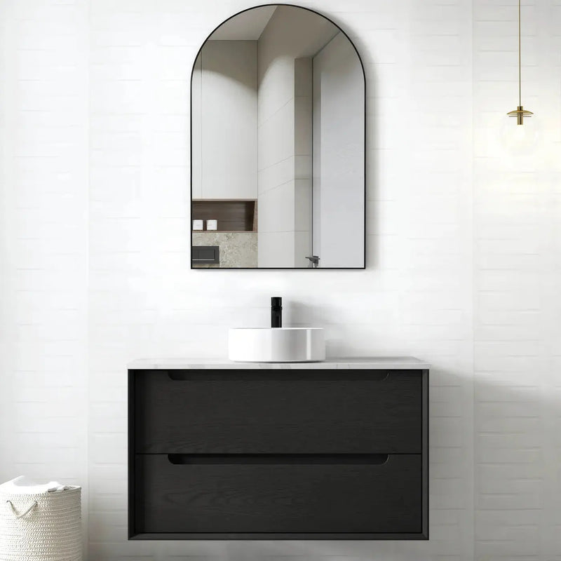 BLACK OAK BYRON 900MM WALL HUNG VANITY FIL Kitchen Bathroom